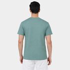 Men's Teal Round Neck Athleisure T-Shirt, Aqua, small