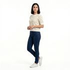 Women's Beige Cotton Round Neck Regular Top, Beige, small