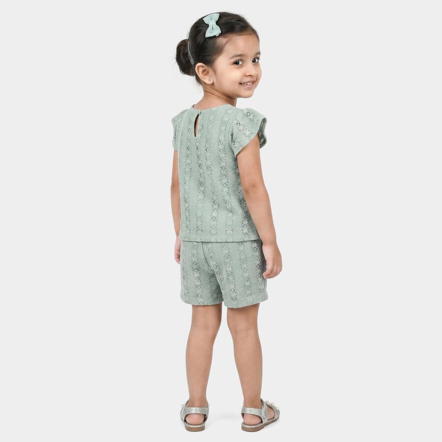 Girls Mint Green Round Neck Short Upper and Bottom Set, Light Green, large