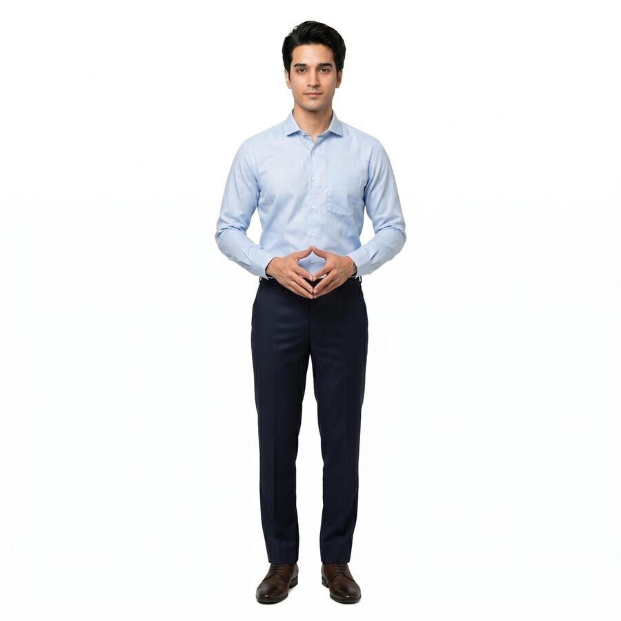 Men's Blue 100% Cotton Regular Fit Formal Shirt, Mid Blue, large