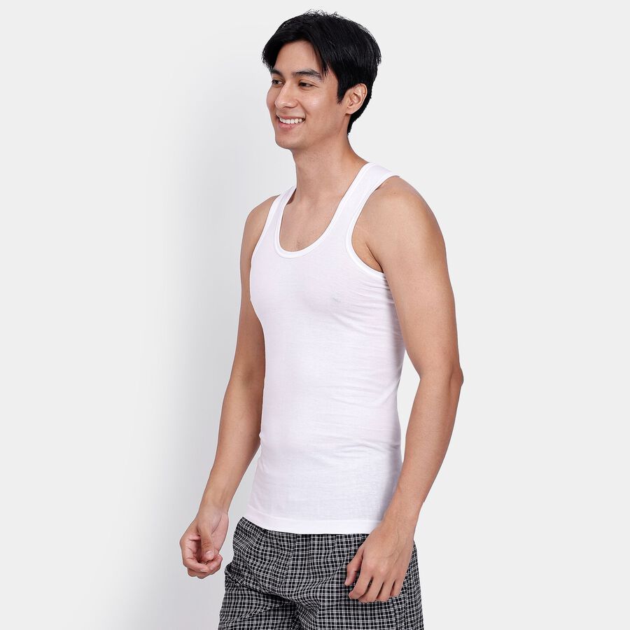 Men's 100% Cotton Vest, White, large image number null