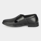 Men's Black Slip-On Strappy Sandals, काला, small