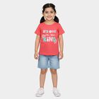 Girls Pink Round Neck Casual T-Shirt, Pink, small