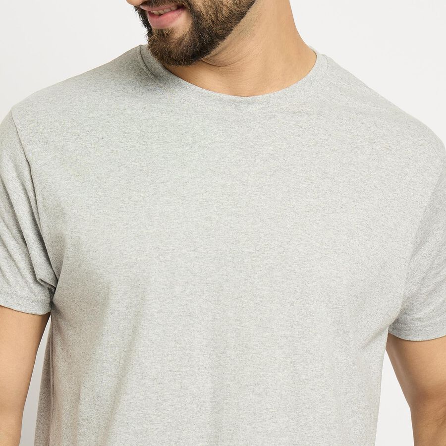 Men's Round Neck Half Sleeves T-Shirt , Melange Mid Grey, large image number null