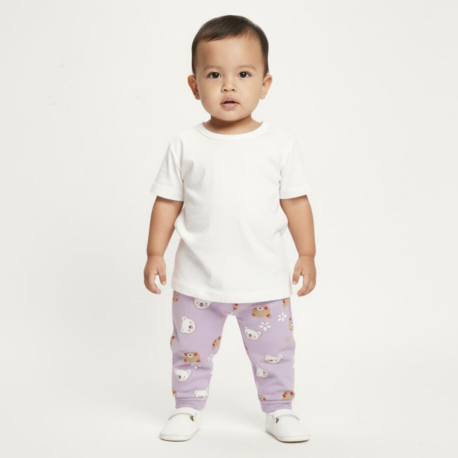 Infants Soft Cream White Elastic Waist Pyjama, Lilac, large image number null