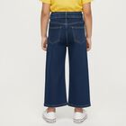 Girls' Dark Indigo Wide-Leg Polka Dot Jeans, Dark Blue, small image number null
