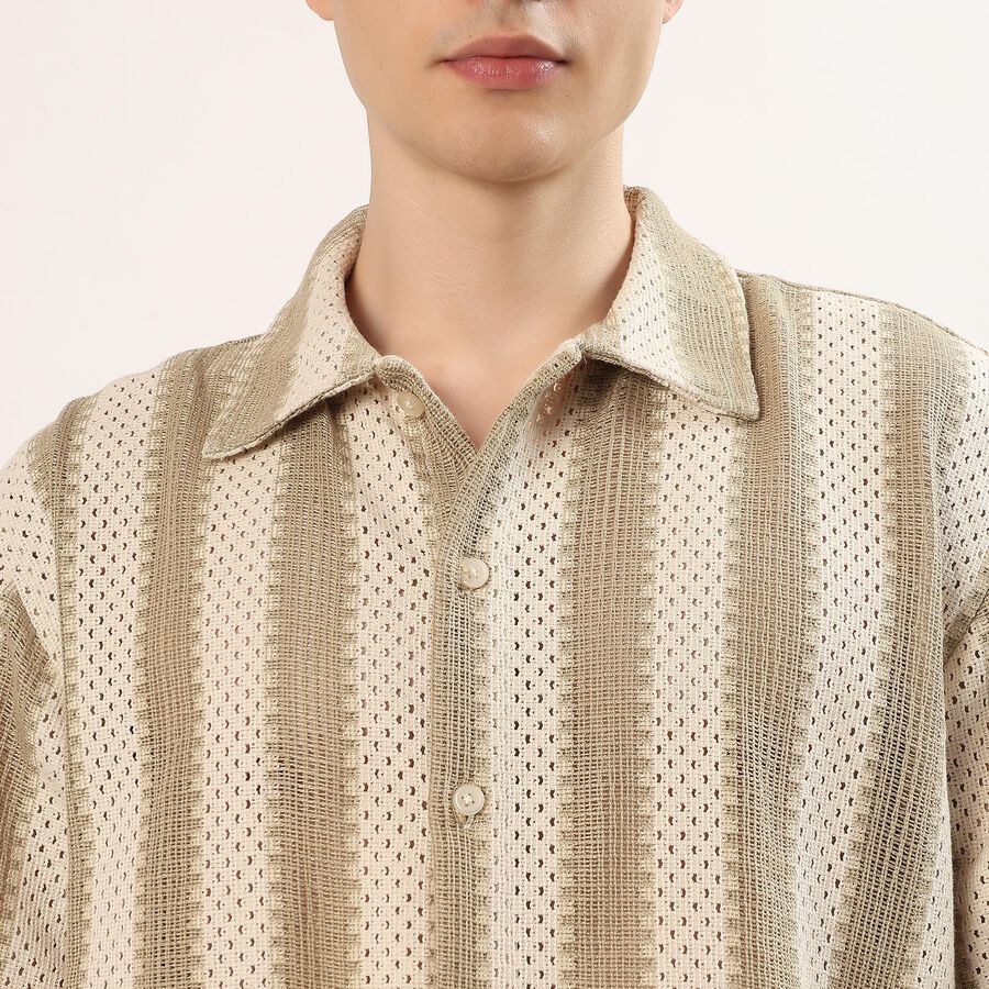 Men's Green Half Sleeve Spread Collar Casual Shirt, Light Green, large