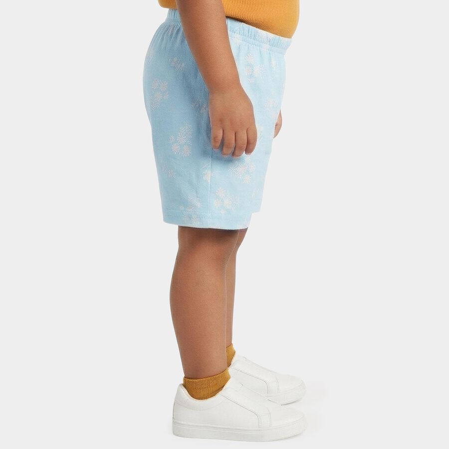 Girls' Light Blue Floral Elastic Waist Shorts, Light Blue, large
