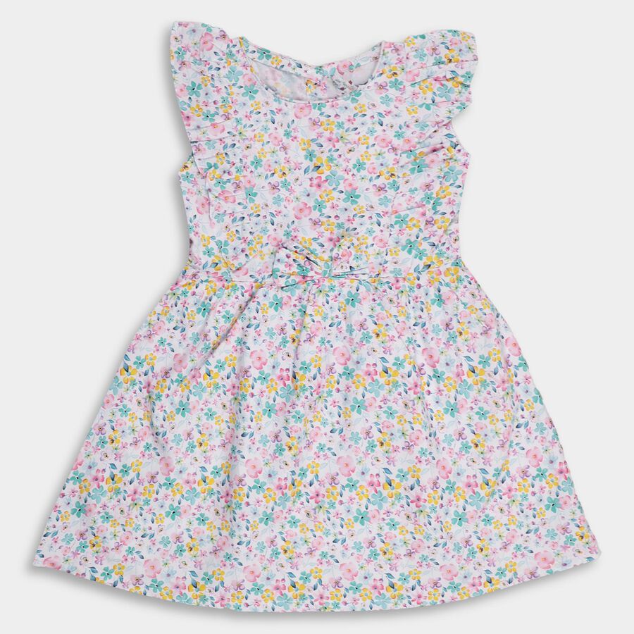 Girls' 100% Cotton Frock , ऑफ व्हाइट, large image number null