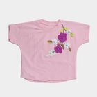 Girls Soft Light Pink Crew Neck Casual T-Shirt, Pink, small