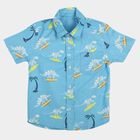 Boys Mid Blue Cotton Collar Casual Shirt, Mid Blue, small