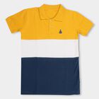 Boys' Mustard Yellow Cotton Collar Half Sleeve T-Shirt, Mustard, small image number null