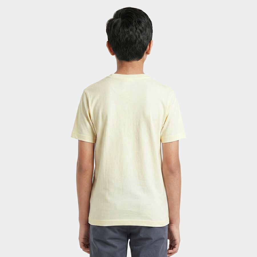 Boys Off White Round Neck Regular Graphic Print T-Shirt, ऑफ व्हाइट, large