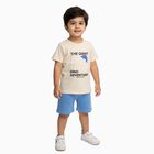 Infants' Beige Cotton Round Neck Graphic Baba Suit, मध्यम नीला, small image number null