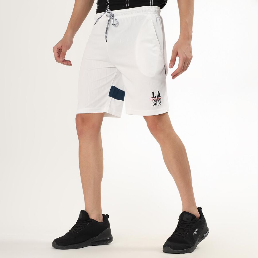 Men's Bright White Regular Fit Active Bermuda Shorts, White, large image number null