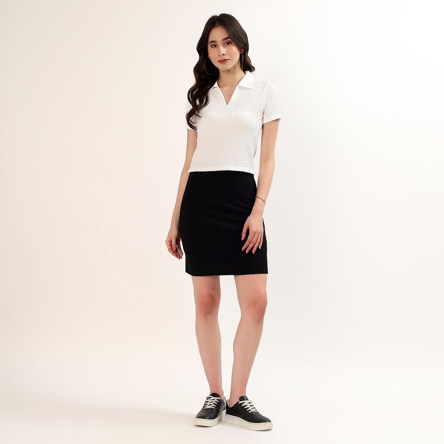 Women's White Polo Neck Preppy Polo T-Shirt, सफ़ेद, large