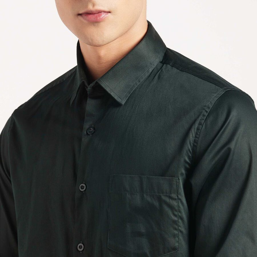 Cotton Solid Casual Shirt, Dark Green, large image number null