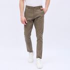Men's Olive Green Slim Fit Printed Casual Trousers, Olive, small image number null