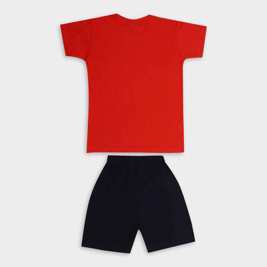 Boys' 100% Cotton Knit Baba Suit, लाल, large image number null