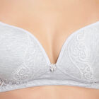 Half Lace Padded Bra, Melange Light Grey, small image number null