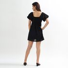 Ladies' Black Cotton Square Neck Empire Dress, Black, small image number null