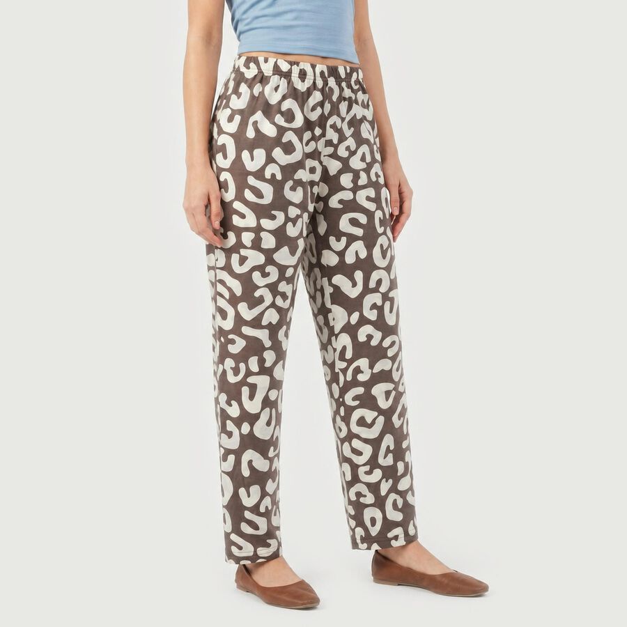 Women's Dark Grey Straight Fit Printed Lounge Pyjama, Dark Grey, large