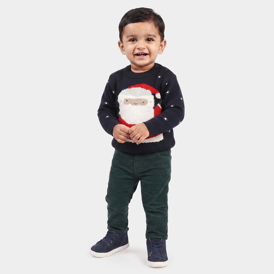 Infants' Navy Blue Crew Neck Printed Pullover, Navy Blue, large