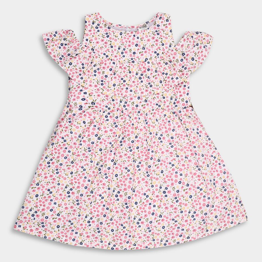 Girl's Cotton Frock, ऑफ व्हाइट, large image number null