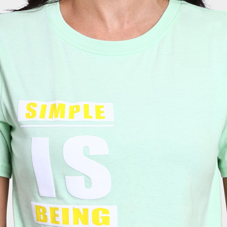 Ladies' 100% Cotton Round Neck T-Shirt , Light Green, large image number null