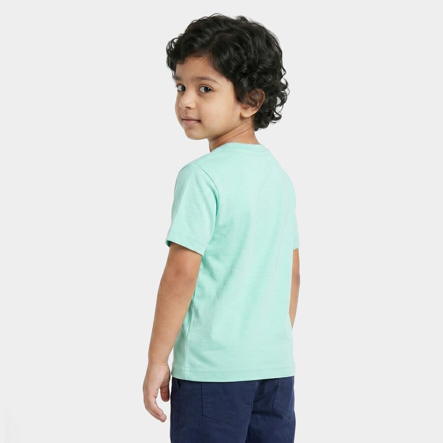 Boys Light Blue Cotton Round Neck Regular Boys T-Shirt, Light Blue, large