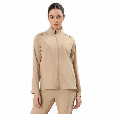 Women's Light Beige High Neck Sportswear Jacket