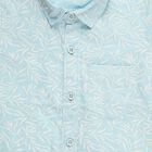 Infants Light Blue Cotton Half Sleeve Classic Casual Shirt, Light Blue, small