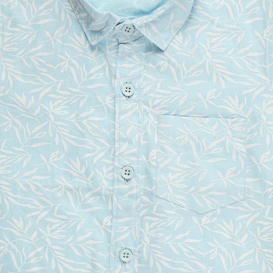 Infants Light Blue Cotton Half Sleeve Classic Casual Shirt, Light Blue, large
