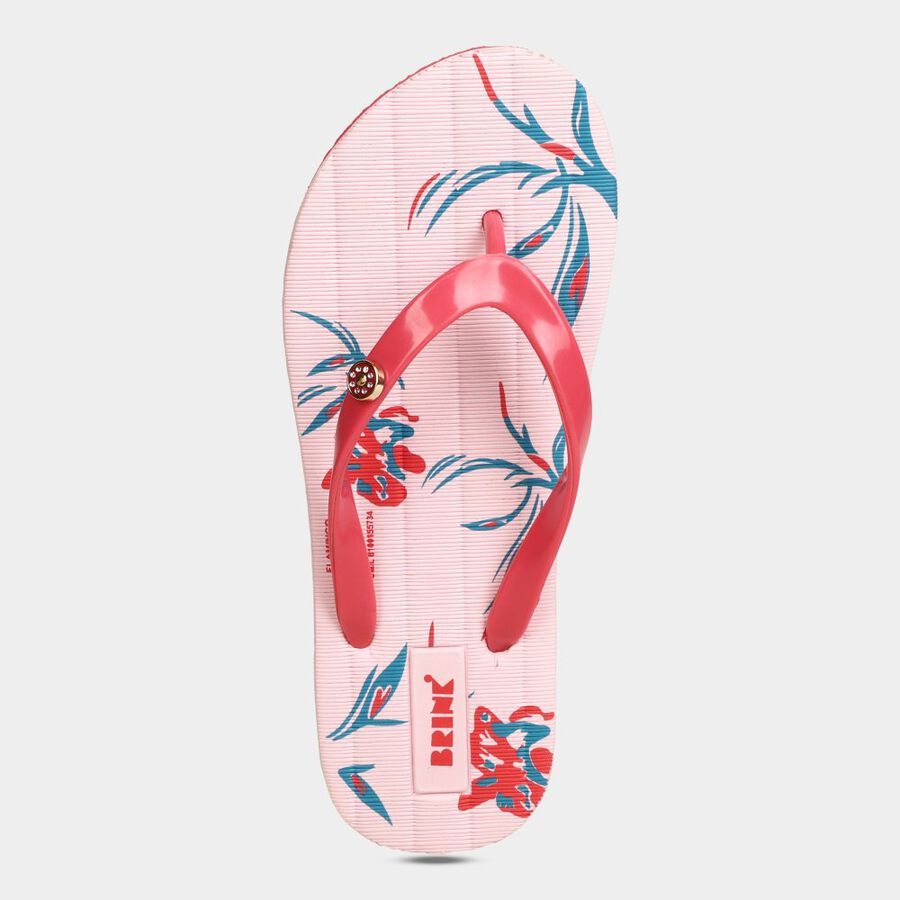 Womens Printed Sliders, गुलाबी, large image number null
