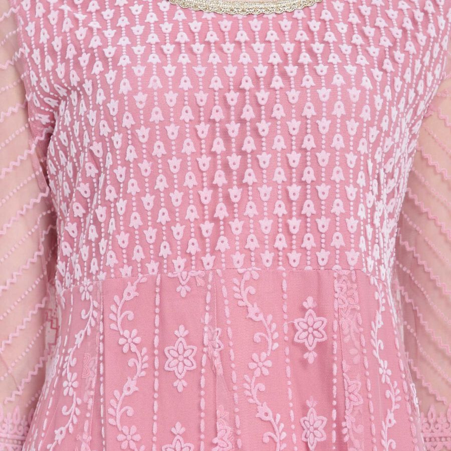 All Over Print 3/4th Sleeves Flared Kurta, Pink, large image number null