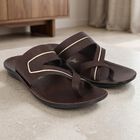 Men's Brown Strappy Slip-On Sandals, भूरा, small