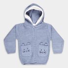 Infants Muted Baby Blue Hooded Casual Pullover, Mid Blue, small image number null