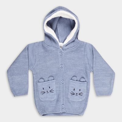 Infants Muted Baby Blue Hooded Casual Pullover
