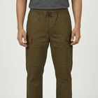 Men's Olive Green Slim Fit Casual Trousers, Olive, small