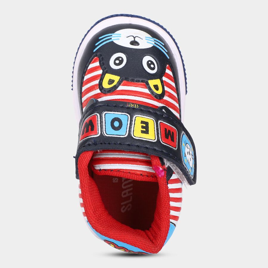 Boys Navy Blue Cartoon Velcro Casual Shoes, Navy Blue, large image number null