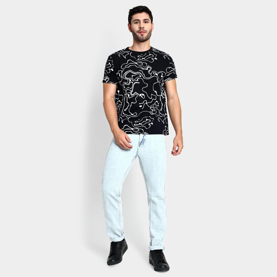Men's 100% Cotton Round Neck Half Sleeves T-Shirt , Black, large image number null