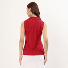 Women's Vibrant Red Polo Collar Sleeveless T-Shirt, Maroon, small image number null