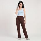 Women's Brown Straight Fit Polka Dot Pyjama, Brown, small