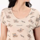 Women's Beige Round Neck Casual Nighty, गहरा पीला, small