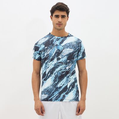Men's Light Blue Crew Neck Athleisure T-Shirt