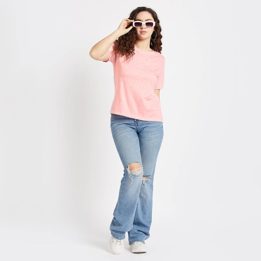 Round Neck T-Shirt, Pink, large image number null