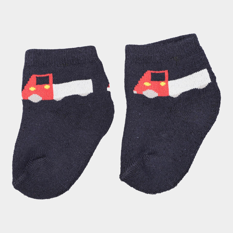 Infants Cotton Stripes Socks, Navy Blue, large image number null