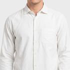 Men's White Cotton Casual Shirt, White, small