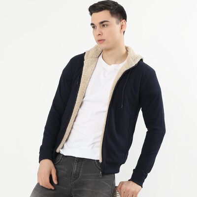 Men's Deep Midnight Navy Hooded Casual Sweatshirt
