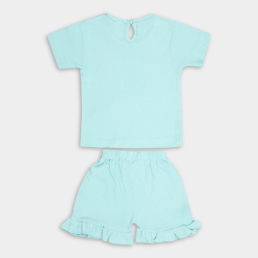 Infant Girl's 100% Cotton Short Set, हल्का हरा, large image number null
